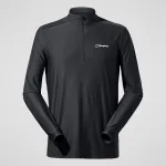 Berghaus 24/7 Tech Tee LS HZ vyri&scaron;kas ilgarankovis vir&scaron;us su pusiniu užtrauktuku, giliai juodas