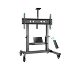 TV stovas ONKRON TS1991E-B mobilus grindinis laikiklis 55&ndash;100 colių televizoriams, juodas, auk&scaron;tis 1100&ndash;1600 mm, 130 kg, VESA iki 1000&times;600