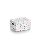 Zeller Dots dėžutė su dangteliu, balta su juodais ta&scaron;kais, 18,0 cm x 25,0 cm, 14474