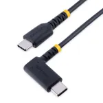 StarTech.com 1ft (30cm) USB-C įkrovimo laidas su stačiu kampu - 60W PD 3A - tvirtas greito įkrovimo USB-C laidas - juodas USB 2.0 Type-C - armuotas aramidiniu pluo&scaron;tu