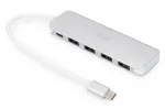 DIGITUS USB-C 4 prievadų stotelė 4x USB 3.0, 1x PD įkrovimas, pilka
