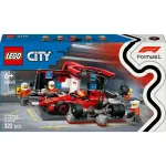 LEGO City F1 Pit Stop 60443 &ndash; Ferrari F1 automobilis, 322 dalys, 5 minifigūrėlės, 6+