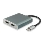 Equip 133464 USB-C į 2x HDMI lizdų MST adapteris, USB 3.2 Gen 1, 4096x2160 @30 Hz, 15 cm