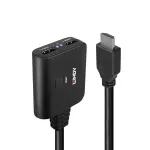 Lindy 2 prievadų HDMI 4K60 skirstytuvas su kabeliu, juodas, 3840x2160