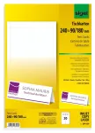 Sigel DP050 stalo kortelės, 240 x 90 mm, 185 g/m&sup2;, grynai baltos, 20 vnt.