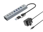 Conceptronic HUBBIES20GP 7-Port USB 3.0 Hub su maitinimo adapteriu, 5Gbps, USB-C x 3, USB-A x 4