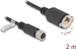 DeLOCK M12 D-koduotas 4 kontaktų moteri&scaron;kas į RJ45 Cat.5e 2 m juodas tinklo kabelis