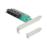 DELOCK PCIe x16 bifurkacijos kortelė į 4&times; vidinius SFF-8643 NVMe, žemo profilio
