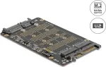DeLOCK 64354 konverteris M.2 Key M NVMe SSD į U.2 ir M.2 Key B SATA SSD į SATA