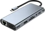 VALUE USB-C stotelė 11-in-1, 4K30 1x(HDMI/VGA/GbE), USB(3xA,1xC,1xC PD) (12.99.1143)