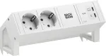 Bachmann DESK2 grynai baltas stalvir&scaron;io maitinimo modulis su 2x Schuko lizdais ir 65W USB-C PD, 0,2 m kabeliu, RAL 9010