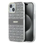 DKNY DKHMP15SHRHSEE Kietas Dėklas, Skirtas &bdquo;Apple iPhone 15 / 14 / 13&ldquo; 6,1 inch Smėlio Spalvos IML Mono & Stripe MagSafe
