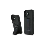 BMW BMHCP16SGSPCCK M Grip Stand Smooth and Carbon kietas dėklas iPhone 16 6.1 &ndash; juodas