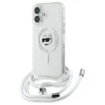 Karl Lagerfeld KLHMP16SHCCHNT iPhone 16 6,1 inch Hardcase Transparent IML Choupette Head & Cord Magsafe