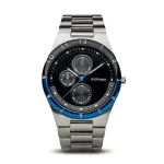 Bering Men's Classic Minimalist kvarcinis laikrodis 39 mm nerūdijančio plieno korpusu, juodu ciferblatu, pilka nerūdijančio plieno tinklelio apyranke 32339-702
