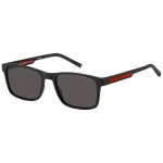 TOMMY HILFIGER Vyri&scaron;ki Akiniai Nuo Saulės TH2089S003IR Juodas Kvadratinis Rėmas Pilki Lę&scaron;iai 56mm