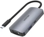 Unitek D1051A USB-C &scaron;akotuvas su 1x USB 3.0, VGA, 2x HDMI, Power Delivery ir MST