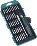 BR&Uuml;DER MANNESMANN Precision Mechanics Bit Set, 36 dalių, 4 mm &scaron;e&scaron;iakampė pavara, plok&scaron;ti, Phillips, Torx, &scaron;e&scaron;iakampiai, Pentalobe, Tri-Wing, spanner, kvadratiniai, Pozidriv, su 2 komponentų rankena 29890