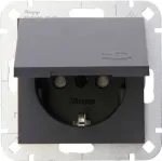HEINRICH KOPP HK 07 įleidžiama Schuko rozetė su atlenkiamu dangteliu, antracito spalvos 940115001