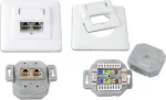 Wirewin DD-TRIO-K5E UP2 WS Cat5e ekranuota įleidžiama duomenų rozetė, 2x RJ45, LSA, grynai balta