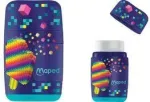 Maped Pixel Party trintukas ir drožtukas 2 dydžių, permatomas drožlių konteineris, įvairių spalvų 049223