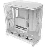 Korpusas PC Midi Tower NZXT H9 Flow RGB+ &mdash; Baltas, palaiko ATX/EATX/Micro-ITX, grūdintas stiklas, 3x140mm priekiniai + 1x120mm galiniai ventiliatoriai
