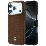 Mercedes Mer008905 dėklas telefonui iPhone 18 Pro / 17 Pro, Leather Semi Wrap Wood Effect, MagSafe, camel spalvos