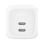 Vidinis AC greitasis įkroviklis Belkin WCH020KQWH &mdash; 2&times; USB‑C, baltas, įmontuota apsauga