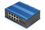 DIGITUS Industrial 8+2 Gigabit Ethernet PoE komutatorius 8 prievadai GE PoE RJ45 2 GE SFP prievadai