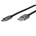 USB laidas ROLINE 11029029 USB 2.0 3 m USB A USB C juodas sidabrinis