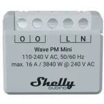 Shelly Qubino Wave PM Mini protingas jungiklis, 1 kanalo, įleidžiamas, Z-Wave, belaidis, 110&ndash;240 V AC / 24&ndash;30 V DC, pilkos spalvos