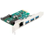 DeLOCK PCI Express x1 plėtimo plok&scaron;tė, 3 x USB 5 Gbps A tipo, 1 x Gigabit LAN