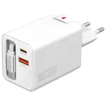 4smarts 541065 GaN Flex Jojo 65W tinklo kroviklis, 2x USB-C PD + USB-A QC 3.0, i&scaron;traukiamas USB-C kabelis, 100-240V, baltas
