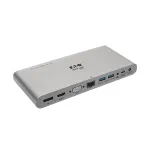 Eaton Tripp Lite USB-C Dock, Triple Display - 4K HDMI/DisplayPort, VGA, USB 3.2 Gen 1, USB-A/USB-C Hub, GbE, 100W PD Įkrovimas, Tarptautiniai Maitinimo Laidai - dokavimo stotelė USB-C