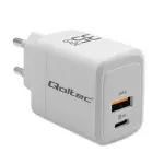 Įkroviklis QOLTEC 51824 GaN 35W USB-C PD ir USB QC 3.0, 5&ndash;20V, 1x USB-C, 1x USB-A