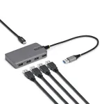 StarTech.com 4 prievadų USB-A &scaron;akotuvas, 5Gbps, maitinamas i&scaron; magistralės, USB-A į 4x USB-A su USB-C pagalbiniu maitinimo įėjimu, 30 cm pagrindinis kabelis, ne&scaron;iojamas stalinio / ne&scaron;iojamojo kompiuterio USB &scaron;akotuvas