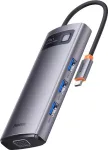 Baseus Metal Gleam Series 7-in-1 USB-C Hub, 3x USB 3.0, HDMI, USB-C PD, VGA, RJ45, Space Gray