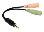 Logilink garso lizdo adapteris, 4 kontaktų, 3,5 mm stereo ki&scaron;tukas į 2x 3,5 mm lizdus, 0,15 m