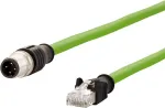 METZ CONNECT 142M1D15100 M12 į RJ45 pramoninis eterneto kabelis, D-koduotas, 4 polių, AWG 22, 10 m, žalias