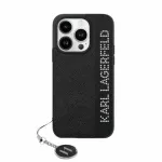 Karl Lagerfeld KLHCP15LPSAKDGCK iPhone 15 Pro 6.1 juodas kietas dėklas Saffiano su cirkoniais ir pakabuku