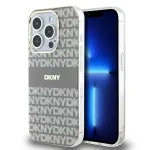 DKNY DKHMP15LHRHSEE Kietasis dėklas, skirtas Apple iPhone 15 Pro 6,1 inch, smėlio spalvos, IML Mono & Stripe, MagSafe