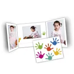 DAIBER Hands Portrait Photo Folders 13x18 cm, 25 vnt., balti su įvairiaspalviu rankų atspaudų dizainu
