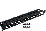 Rockstable 1U 19 colių kabelių valdymo panelė &ndash; juoda &ndash; SPCC plienas &ndash; 483 mm (RS19-02)