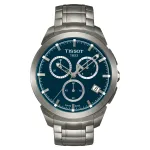 TISSOT T-Classic Couturier Vyri&scaron;kas &Scaron;veicari&scaron;kas Kvarcinis Chronografinis Laikrodis 43mm Mėlynas Ciferblatas Nerūdijantis Plienas