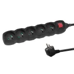 Prailginimo laidas ESPERANZA ELK215K &ndash; 3 m laidas, 5 Type E AC lizdai, vidaus patalpoms, juodas