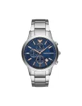 Armani AR11458 Vyri&scaron;kas kvarcinis laikrodis su mėlynu ciferblatu ir nerūdijančio plieno apyranke, 43 mm
