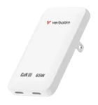 Verbatim Slim GaN Charger 2 prievadų 65W (EU/UK/US) baltas