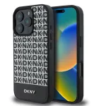 DKNY Apple iPhone 16 Pro PU odos kartotinio ra&scaron;to su apatine juosta MagSafe dėklas, juodas