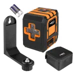 NEO TOOLS 75-142 kryžminių linijų lazerinis nivelyras, 20 m diapazonas, raudonas spindulys, savaiminis i&scaron;silyginimas, IP54, su magnetiniu laikikliu ir dėklu