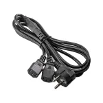 Akyga AK-PC-04A maitinimo skirstytuvo laidas CEE 7/7 į 2x IEC C13, 1,8 m, juodos spalvos